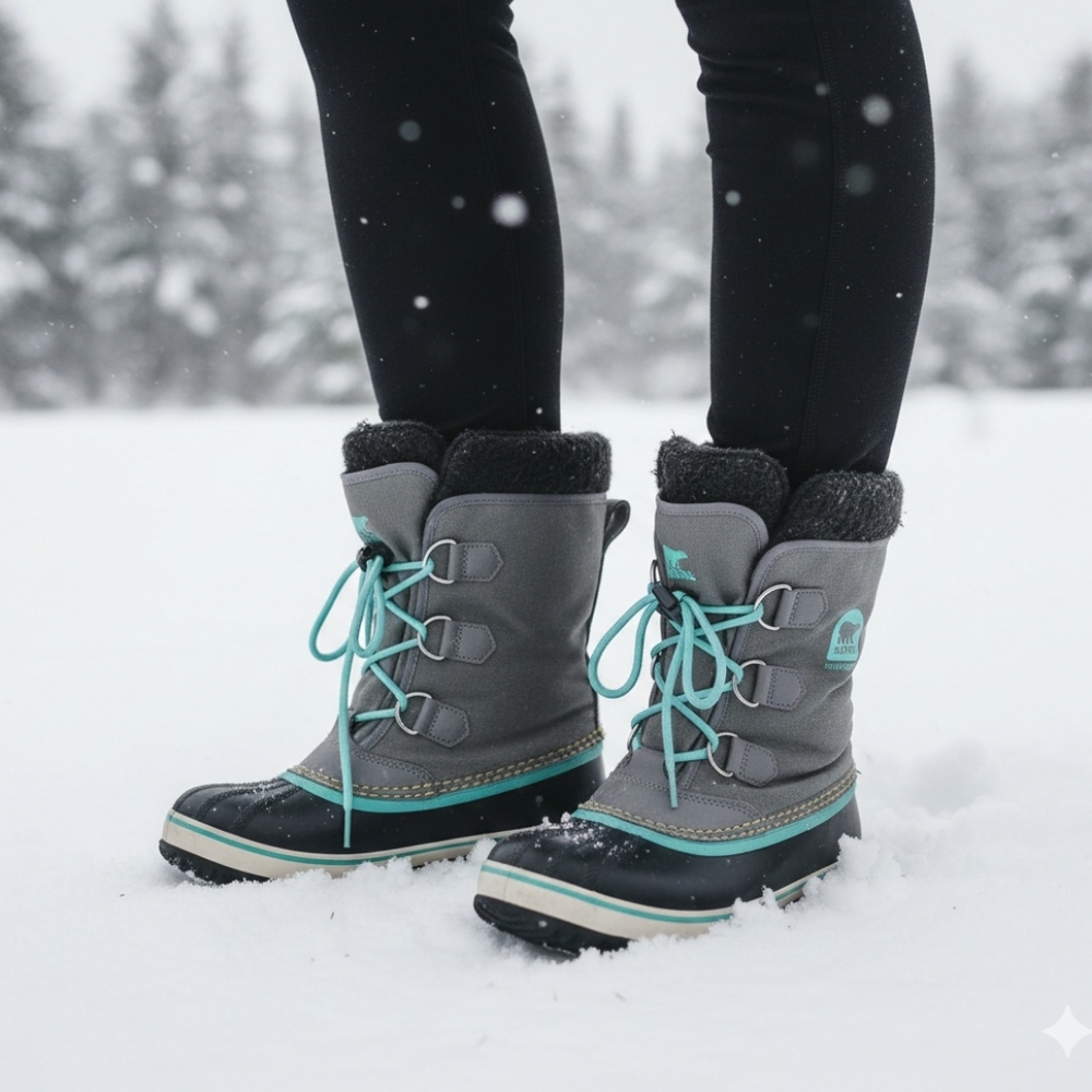 Sorel Gray and Black /Teal Winter Boots